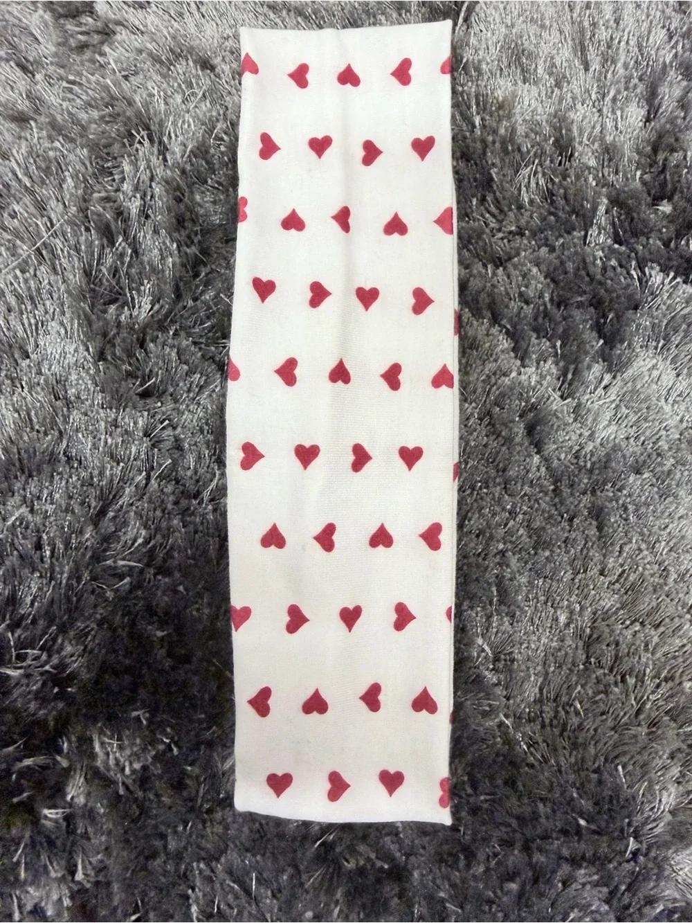 Amazon Cream Fabric Headband with Red Heart Pattern